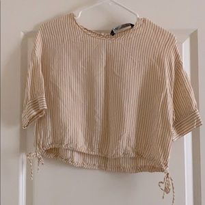 Zara Cropped Yellow & White Striped Top